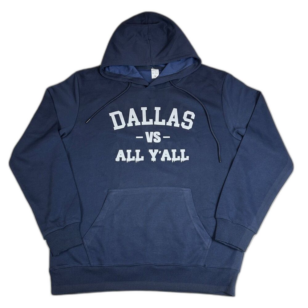 Dallas Vs All Yall Hoodie Sweatshirt Mens Large Navy Blue Graphic Texas Football - Picture 1 of 12